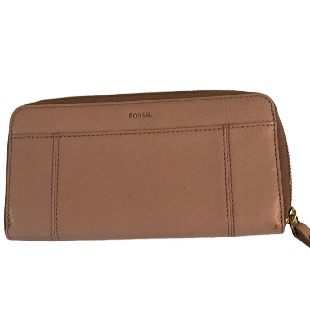 Fossil large zip around wallet with strap
